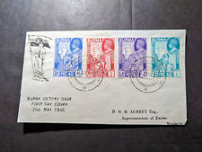 1946 British Burma Victory Issue First Day Cover FDC Moulmein Local Use