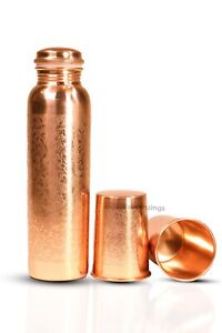 Beautiful 1000ml Copper Water Bottle Glasses Gift Set Wellness Bottle Flask