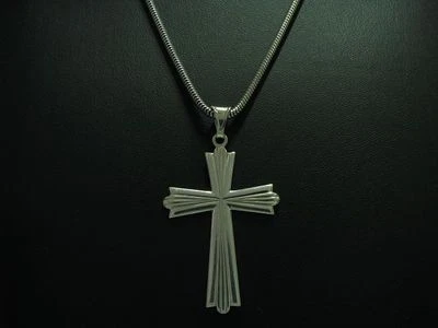 925 Argento Sterling Collana Pendente / Croce / Vero Argento/46,0cm/15,0g - Immagine 1 di 3