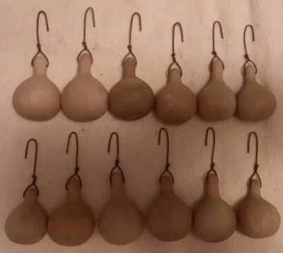 Lot of 12 Primitive Farmhouse Gourd Ornaments Ornies Handcrafted with Rusty Wire - Image 1 of 4