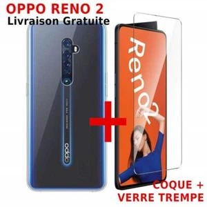 Verre Trempé Glasse Transparent + Cover Etui Coque Silicone Pour OPPO Reno 2 - Photo 1/11