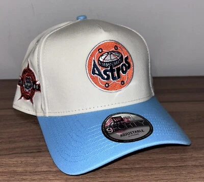 New Era Houston Astros 9FORTY A-Frame Cream/Blue Adjustable Snapback Retro Hat - Image 1 of 4