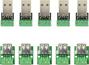 10Pcs USB 2.0 Type a Male and Female Breakout Board 4 Pins 2.54Mm Output with Te - Picture 1 of 12