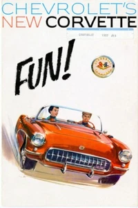 1957 GM New Corvette: Fun Giclee Archival Paper Poster 16" x 24" Eurographics - Picture 1 of 1