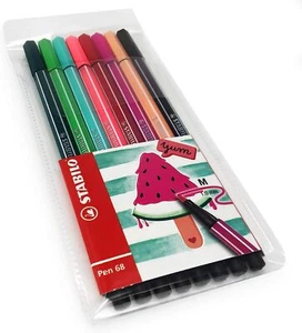 STABILO Pen 68 Fibre Tip Fineliner 1.0mm Wallet of 8 Assorted Colours - Picture 1 of 4