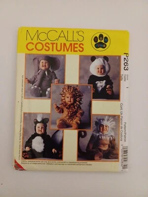 McCalls Costume Pattern P263 Animal Costumes Baby Toddler Size 1 - 4 Lion Panda - Image 1 of 3