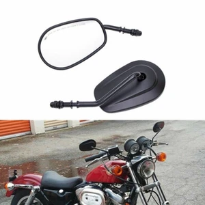 Black Oval Rearview Side Mirrors For Harley Sportster 1200 883 Dyna Street Bob - Picture 1 of 8
