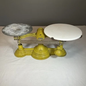 Antique Howe Balance Scale Cast Iron General Store Number 3 Yellow - Picture 1 of 12