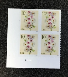 2024USA #5901 10c Poppies & Coneflowers - Plate Block of 4 Mint NH flower - Picture 1 of 4