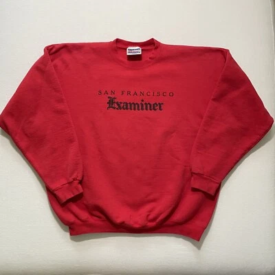 Vintage San Francisco Chronicle Sweatshirt Mens XL Red Advertisement Heavy 90s - Image 1 of 4
