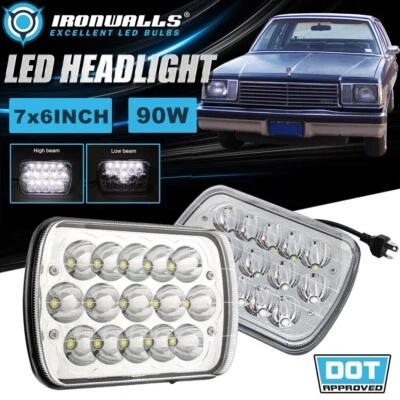 Par de faros LED cromados de 7x6" lámpara reflectora alta/baja para Buick Century 1978-1981 Foto 1 de 4