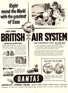 Qantas Fly The British Air System Vintage Original A4 Print Ad 1953 - Picture 1 of 2