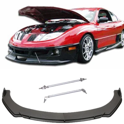 Divisor de labios de parachoques delantero estilo fibra de carbono + varillas de puntal para Pontiac Firebird Foto 1 de 4