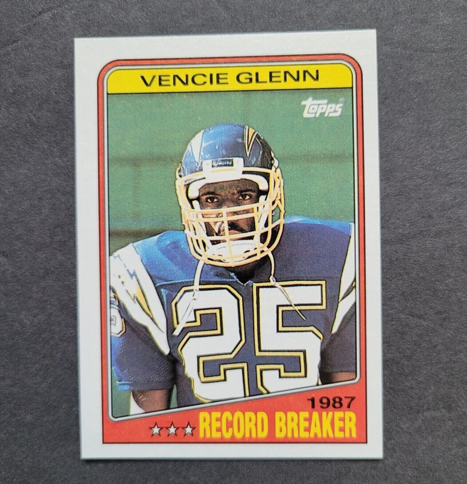 VENCIE GLENN 1988 TOPPS FOOTBALL CARD #2 Record Breaker San Diego Chargers - Image 1 of 1