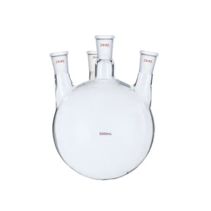 Flacon en verre 5000 ml 24/40 4 cols fond rond 5 L laboratoire chimie navire quatre cou - Photo 1 sur 1