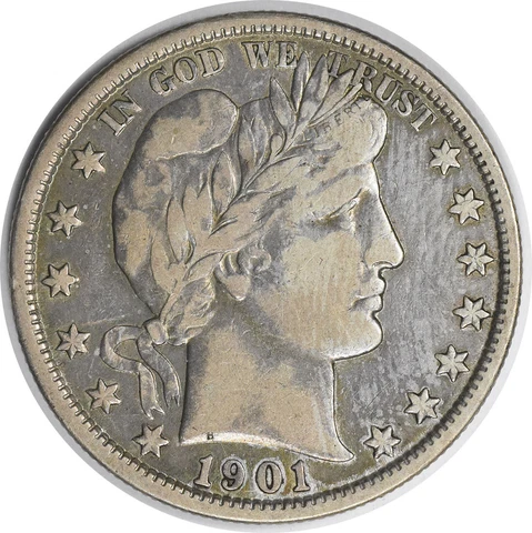1901 Barber Silver Half Dollar VF Uncertified #223 Cover
