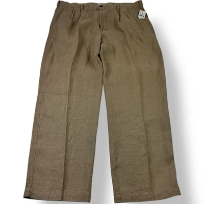 GAP Light Brown Pure Linen Double Pleated Relaxed Fit Pants Men’s 38x30 NWT - Image 1 of 4