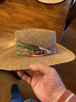 Vintage Original Panama Jack Straw Hat Vibrant Tropical Band Medium Beach - Image 1 of 4