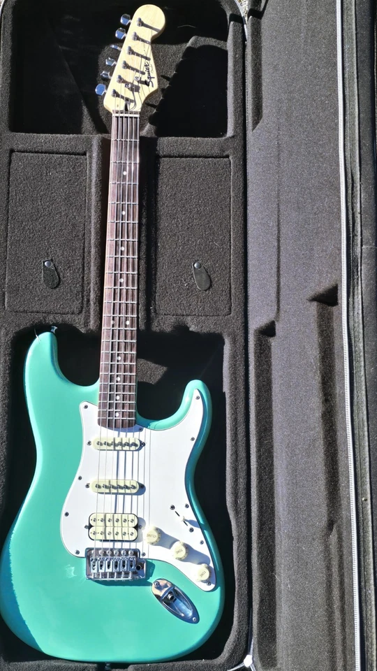 Electric Guitar Teal & White Never Used In Perfect Shape Including Case & Strap - Image 1 of 4