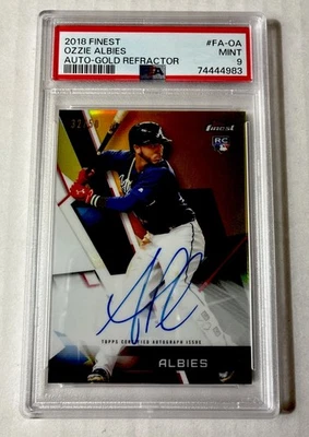 2018 Topps Finest Ozzie Albies RC Gold Refractor Auto /50 Psa 9.  #FA-OA - Image 1 of 2