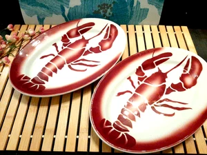 2 Vintage Sterling Vitrified China LOBSTER Serving Platter Plate Edward Don & Co - Bild 1 von 8