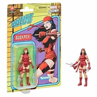 Figura de acción Elektra Marvel serie retro de 3,75 pulgadas con tarjetero Foto 1 de 4
