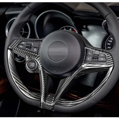 Накладка на руль из настоящего углеродного волокна для Alfa Romeo Giulia 2017-2019 - Изображение 1 из 4