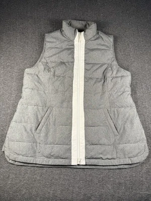Chaleco acolchado Talbots para mujer XL gris con cremallera blanca informal cremallera completa exterior usado en excelente estado Foto 1 de 4