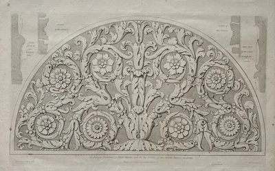 Antiguo 1824 Clásico Arquitectónico Grabado Capiteles Frisos Hoja Palmera Foto 1 de 4