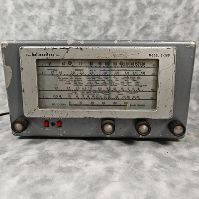 Receptor AM/BC+SW de onda corta tubo gris Hallicrafters S-38D de colección funciona radio Foto 1 de 4