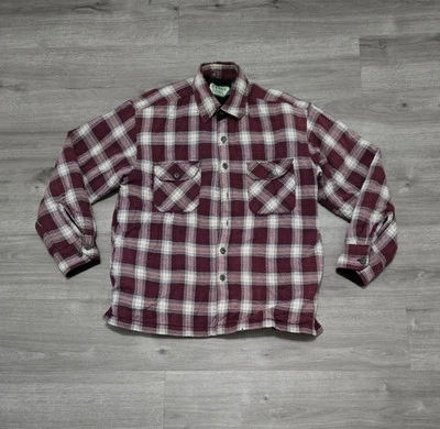 Vintage Ozark Trail Flannel Shirt Jacket Mens Size Large Plaid Fleece Lining Red - Image 1 of 4