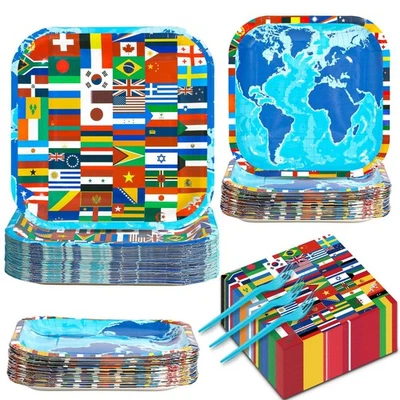 200 Pcs International World Flags Party Decorations Around the World Country ... - Image 1 of 4