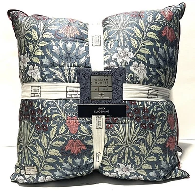 WILLIAM MORRIS Jardín Azul Rusa EURO ALMOHADAS Juego de Fundas Verde Par de 2 SATÉN Foto 1 de 4
