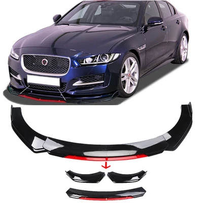 Front Bumper Lip Spoiler Splitter Body Kit Glossy Black Red For Jaguar XE XF XJ - Image 1 of 4