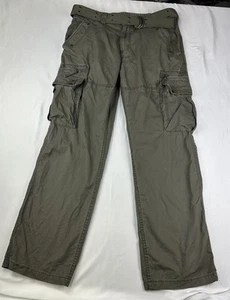 L S east Cargo Military Style Pants Green Men’s Sz 36 With Belt Army Techwear - Picture 1 of 16