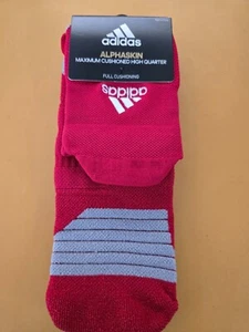 adidas alphaskin Max Cushion High Quarter socks Red size XL - Picture 1 of 3