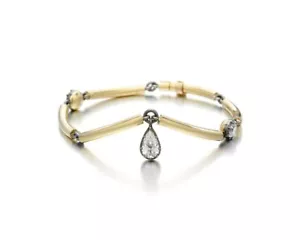 18k Rose Gold Bars & 0.50ct pear & 1.00ct Round Three Lab Grown Diamond Bracelet - Picture 1 of 9
