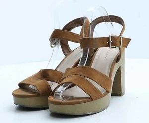 New Look Womens Brown Suede Strappy Heel UK 7 EU 40 - Picture 1 of 12