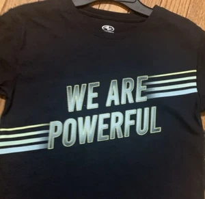 Athletic Works NEW We Are Powerful Tee Short Sleeve 2XL 18 Shirt Kids Black 062 - Picture 1 of 5