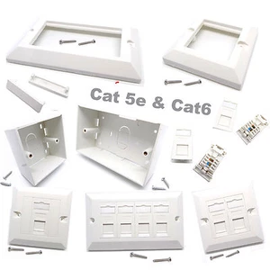 RJ45 Network Cat5e Cat6 1 - 2 Gang Face Plate Back Boxes Keystone Jack Wholesale - Picture 1 of 26