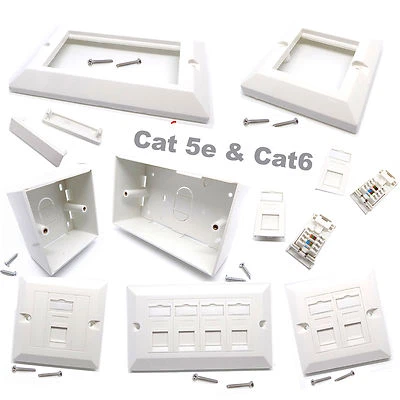 RJ45 Network Cat5e Cat6 1 - 2 Gang Face Plate Back Boxes Keystone Jack Wholesale - Image 1 of 4