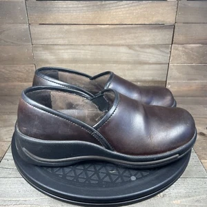 Dansko Caitlin Brown Clogs Black Trim Round Toe Leather Size 38 US 7.5 - Picture 1 of 10