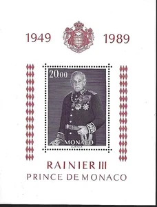 MONACO - 1989 MNH "Royalty, Prince Rainier" Souvenir Sheet !!! - Picture 1 of 1