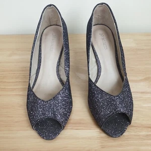Jo Mercer Women’s Shoes Glitter Dark Grey Peep Toe Pumps Courts Size 6 - Picture 1 of 5