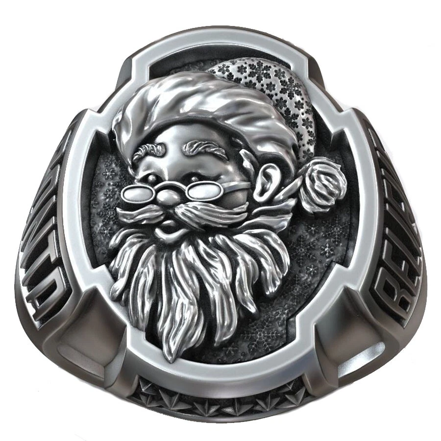 Anillos de Navidad San Nicolás Creer 18g de Papá Noel PLATA ESTERLINA MACIZA 925 Foto 1 de 4