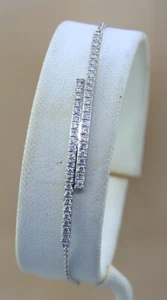 Diamond Chain Bracelet 18K White Gold Sz 6.75" - Picture 1 of 4