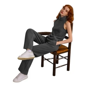 OGL FuzzLuxe High Waisted Straight Leg Pull On Pant Deep Gray Womens Size S - Picture 1 of 17