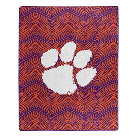 Zubaz X Northwest NCAA Wisconsin Clemson Tigers Zubified Throw Blanket Cover