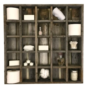 Cubby Storage Organizer 25 Cubbyhole Kitchen Bath 5 Shelf Reclaimed Wood - Picture 1 of 2