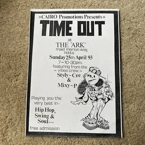 Time Out Cairo The Ark Nottingham Hip Hop 1993 Rave Flyer A5 - Picture 1 of 2